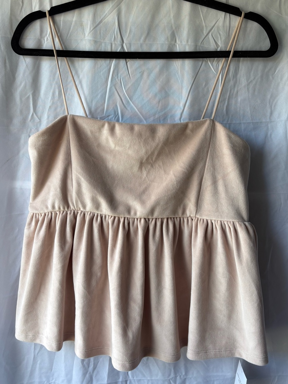 NWT American Eagle Velvet Tiered Babydoll Peplum Cami Top L